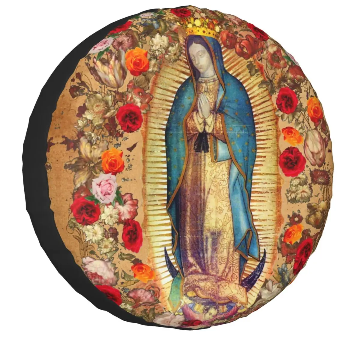 

Our Lady Of Guadalupe Virgin Mary Spare Tire Cover Case Catholic Mexico Poster Wheel Covers for Jeep Hummer 14" 15" 16" 17" Inch