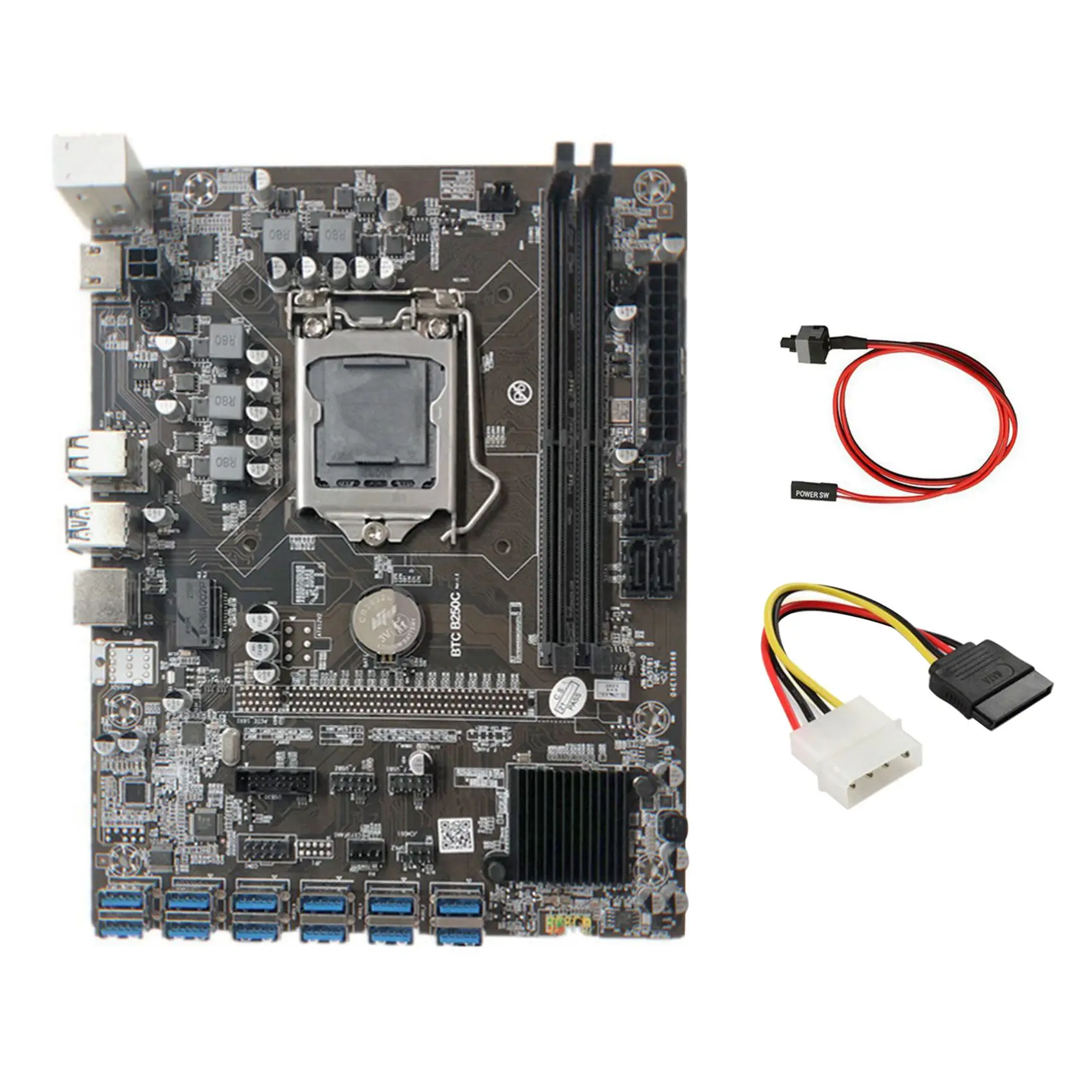 

Материнская плата для майнинга B250C с 4-контактным кабелем IDE-SATA + кабель переключения 12 PCIE на USB3.0 слот GPU LGA1151 поддержка DDR4 RAM