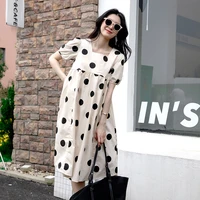summer printing short sleeve casual dress regular square collar a line mid dress pleated empire pullover office dress for lady