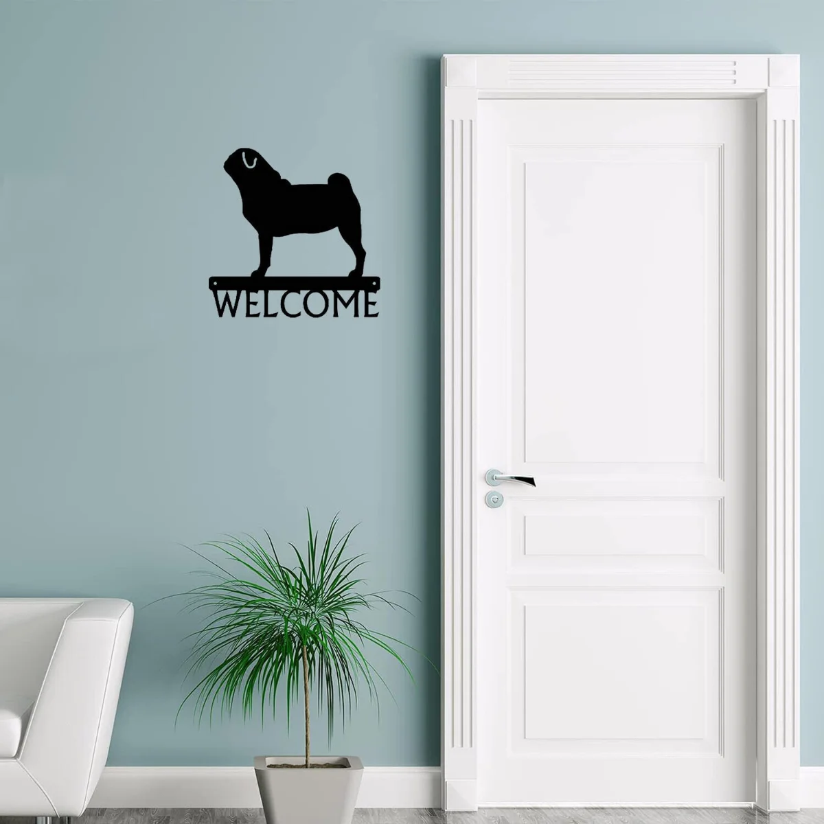 

Высококачественная металлическая настенная наклейка, украшение для спальни, гостиной, дома, 12 х1, 5 дюймов, знак приветствия, Мопса