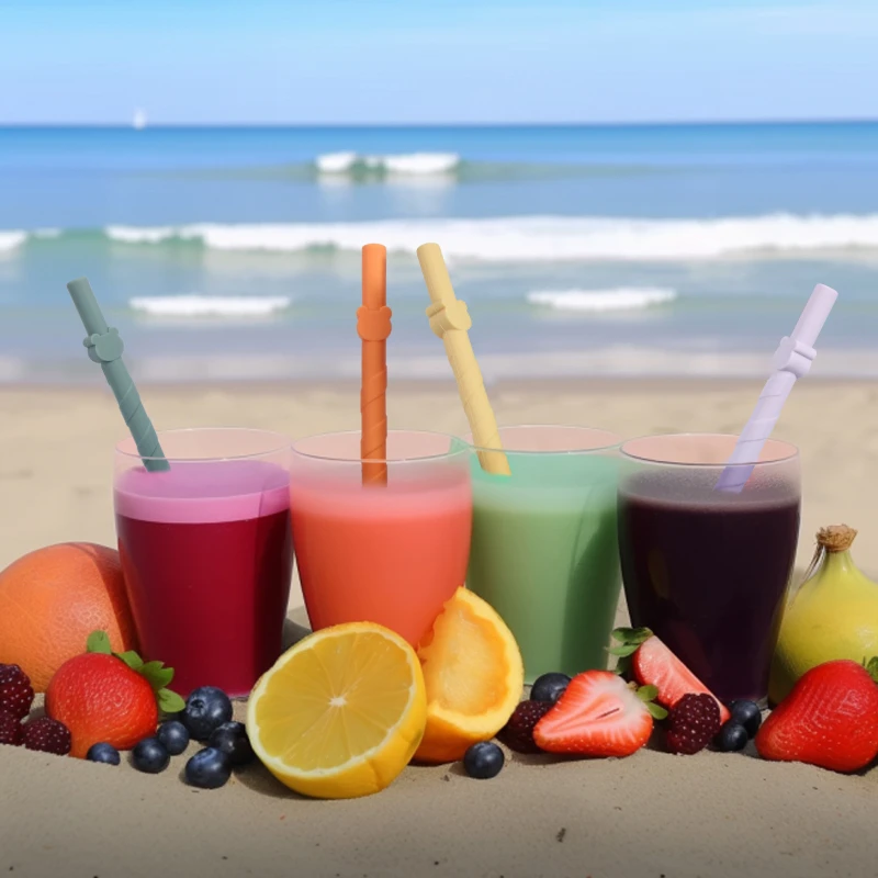 

10pcs Reusable Food Grade Silicone Straws Straight Bent Drinking Straw With Cleaning Brush Set Party Supplies Bar Accessory