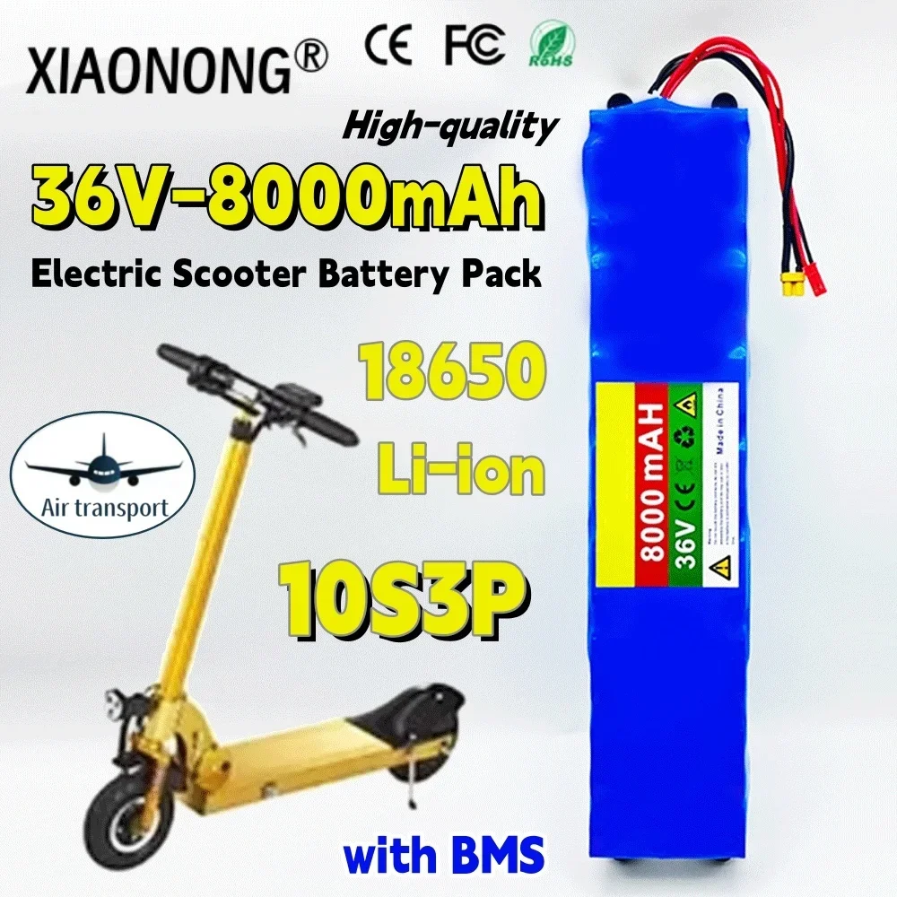 Аккумуляторная батарея Li-ion18650 10S3P 8000 мАч для электрического скутера XT30 + вилка JST