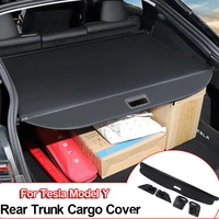 rear trunk cargo cover for tesla model y trunk privacy shield luggage curtain security carrier retractable 2022 accessories