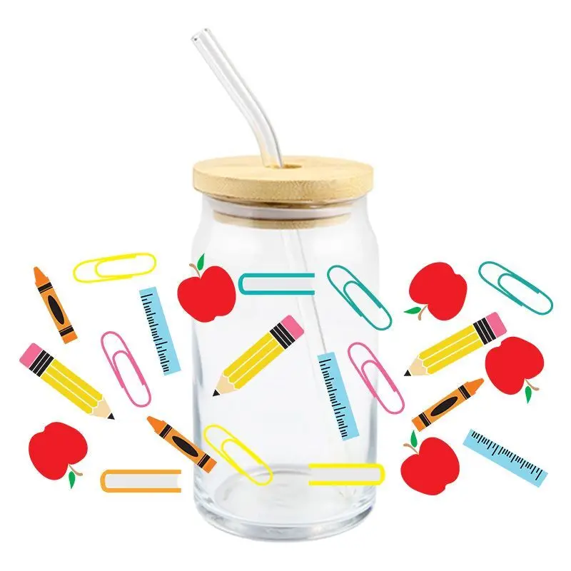 Учителя' Day UV DTF Wrap Transfer Stickers Ручка Apple Design Водонепроницаемая пленка для очков