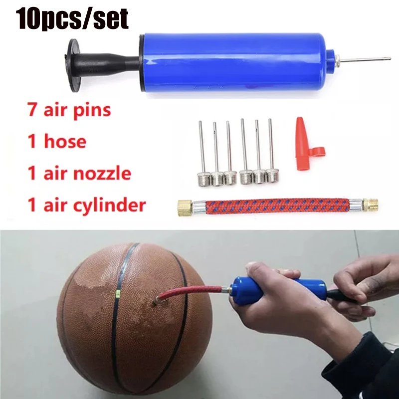 

10pcs/set Flexible Hose Volleyball Football Basketball with Needle Hand Air Pump 6inch Durable Balloon Ball Inflator Portable