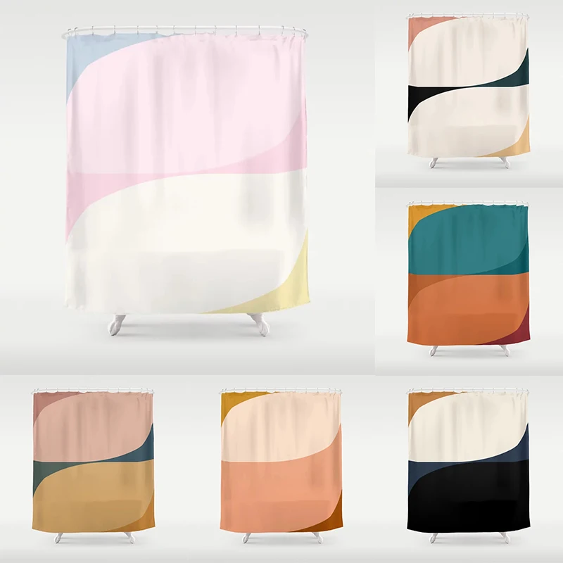 

Simple Almond Abstract Pattern Bathroom Curtain Home Decoration Waterproof Bathtub Creative Personality Shower Curtain