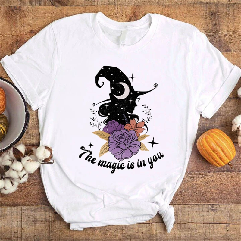 

Летняя новая модная Милая и веселая Универсальная футболка на Хэллоуин в стиле 90-х годов, белая Свободная Повседневная футболка в стиле Хар...