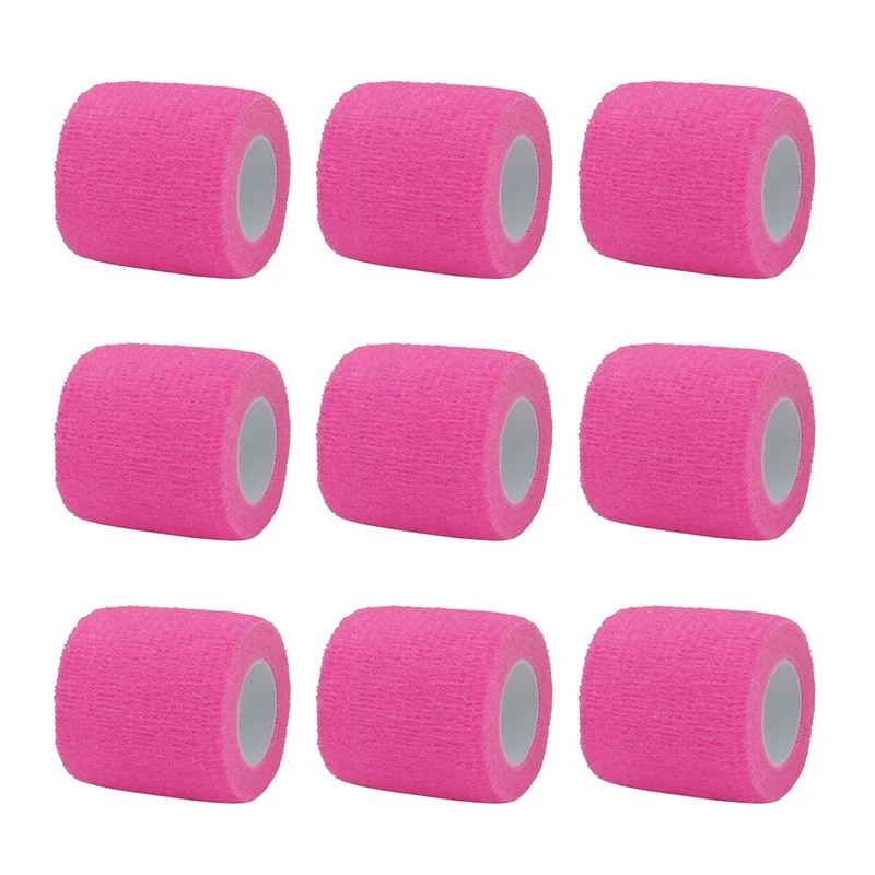

6/10 Pieces Bright Pink Sports Self Adhesive Elastic Bandage Wrap Tape Elastoplast for Knee Support Pad Finger Ankle Palm