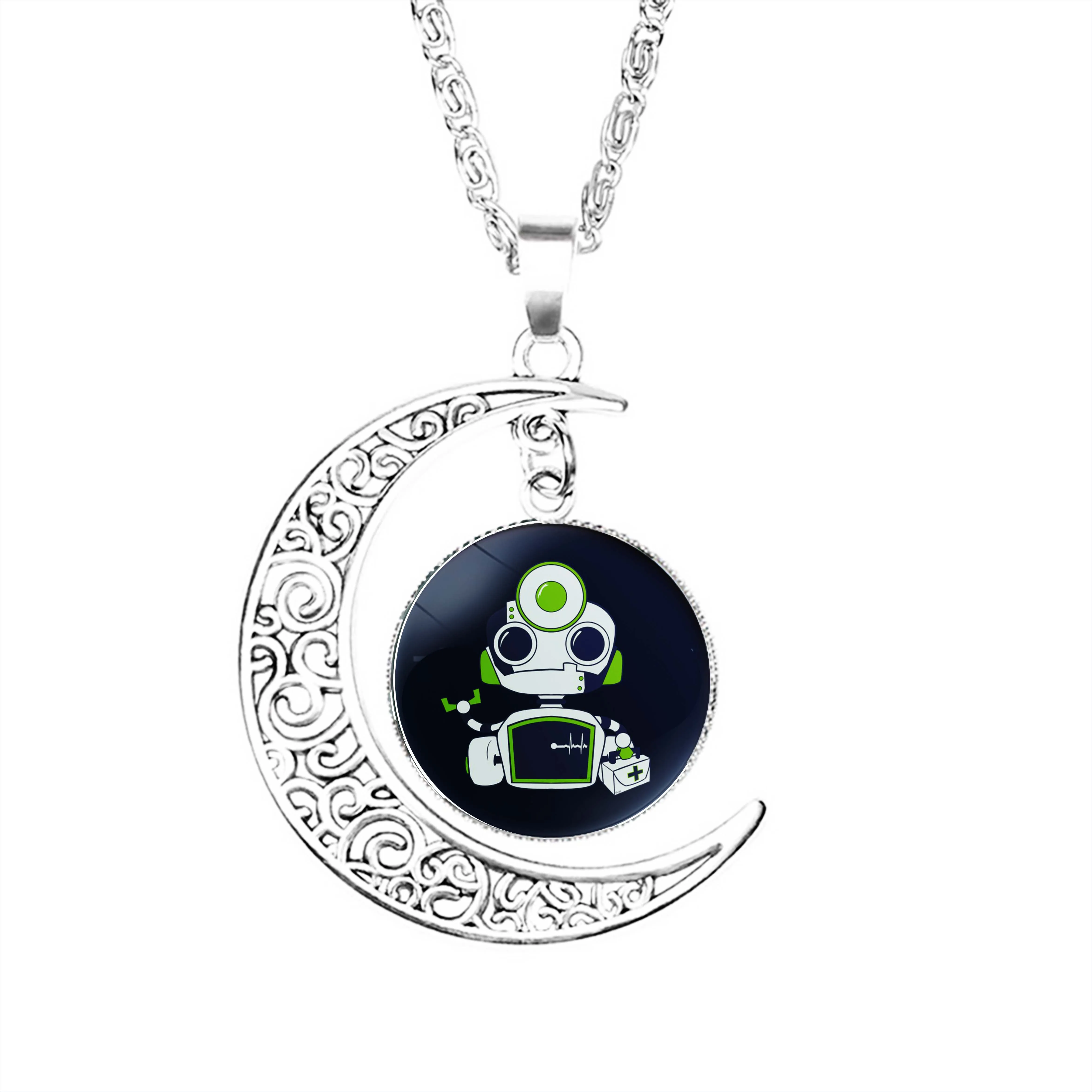 

Medbot The Medical Robot Moon Necklace Pendant Gifts Girls Women Lovers Fashion Men Lady Stainless Steel Boy Jewelry