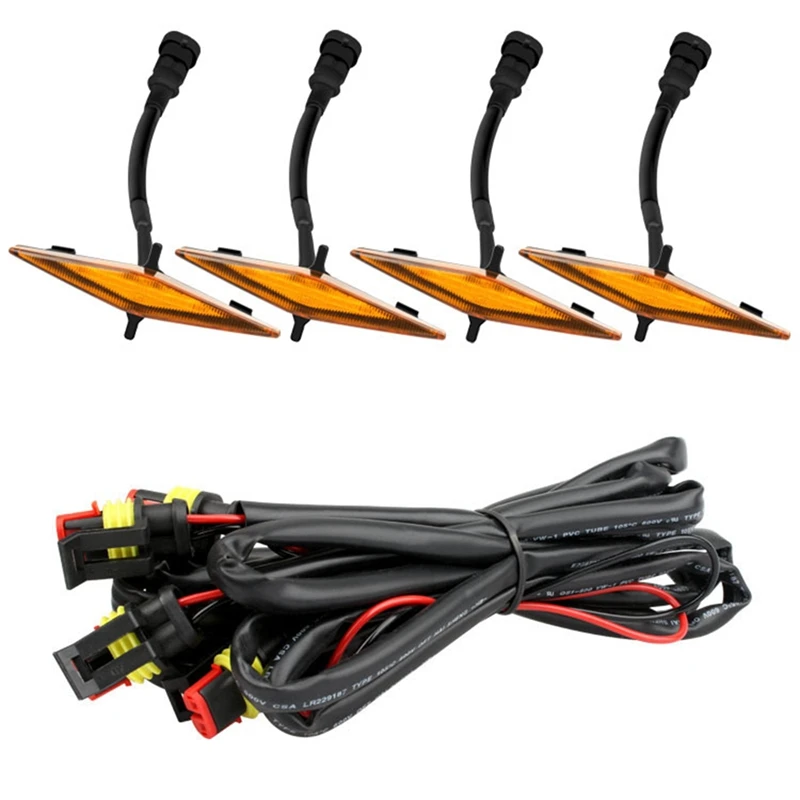 

4 шт. стильные янтарные светодиодные передние решетчатые огни для 14-19 Toyota 4runner TRD Pro