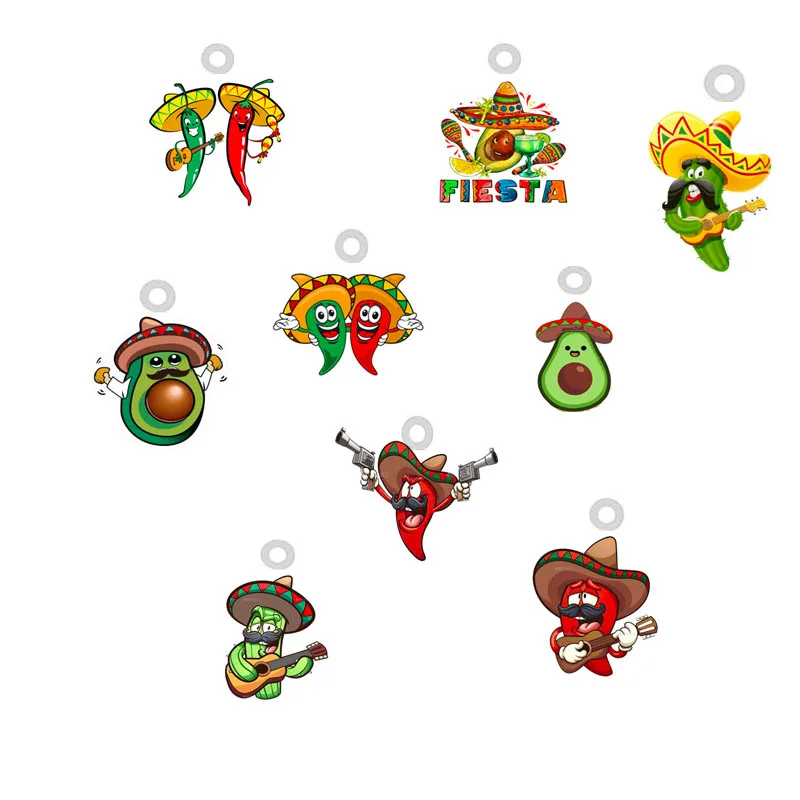 

10PCS Mexico Acrylic Pendants Epoxy Pepper Avocado Makings Charms For Women Earrings Bracelets Jewelry