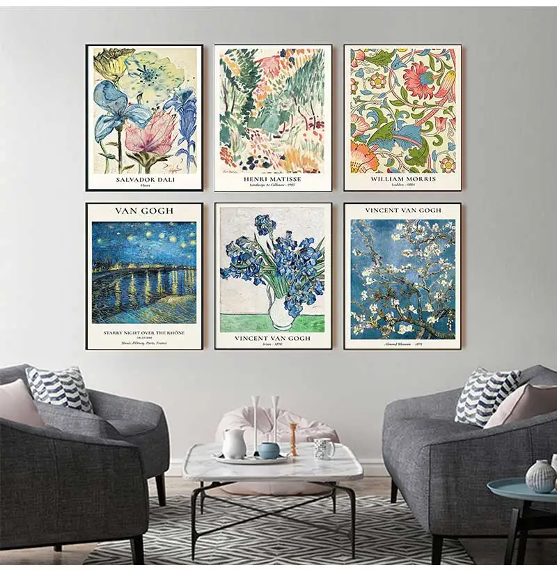 Настенная картина Ван Гога из серии Звездные вазы винтажная Картина на холсте с