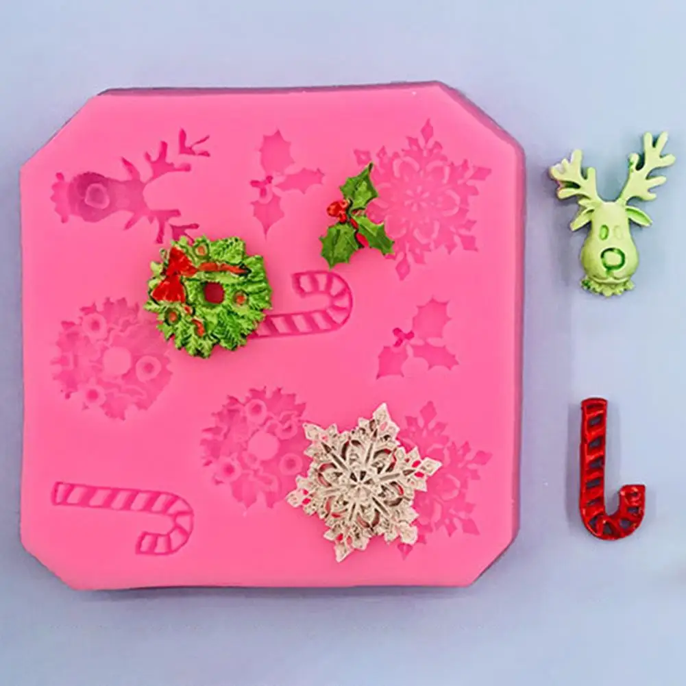 

Long Lasting Durable Snowflake Deer Fondant Cake Mold Silica Gel Fondant Mold DIY for Cake Shop