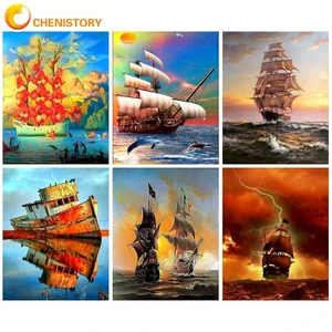 CHENISTORY 40x50cm Painting By Numbers Handmade Paintings On Number Sail Boat For Adults Personalized Gift Wall Decor