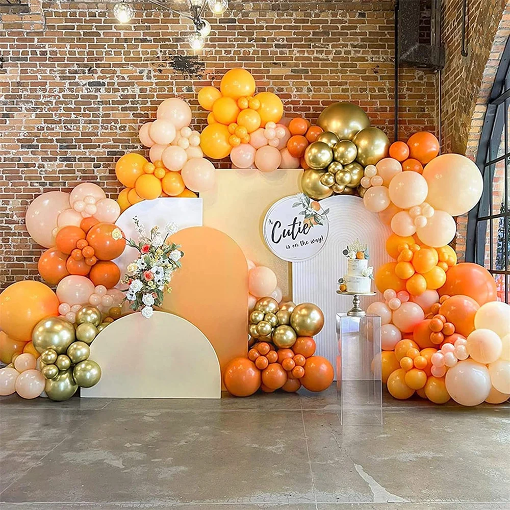 

141pcs Little Cutie Orange Balloon Garland Arch Yellow Apricot Gold Balloons for Sunshine Baby Shower Gender Reveal Decorations