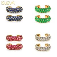 isueva gold filled ear cuff earrings for women color cz zircon fake piercing clip earrings 2022 fashion jewelry wholesale