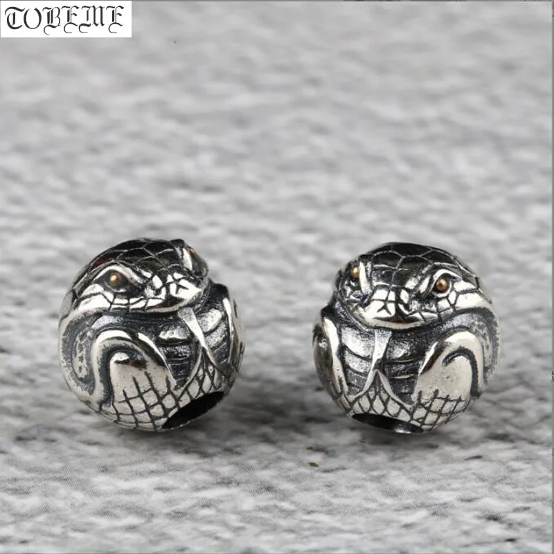 

Handmade 925 Silver Snake Beads Vintage Silver Surpent Loose Beads DIY Punk Jewelry Findings