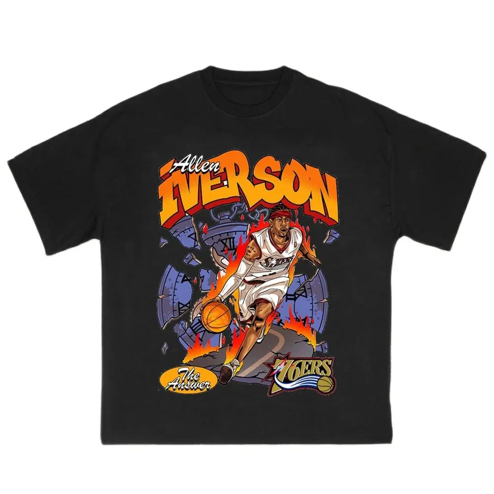 

Iverso Steals King Tribute Printed Graphic Cotton T-shirt Basketball Sports Style Short-sleeved Round Neck T-shirt 2023 New