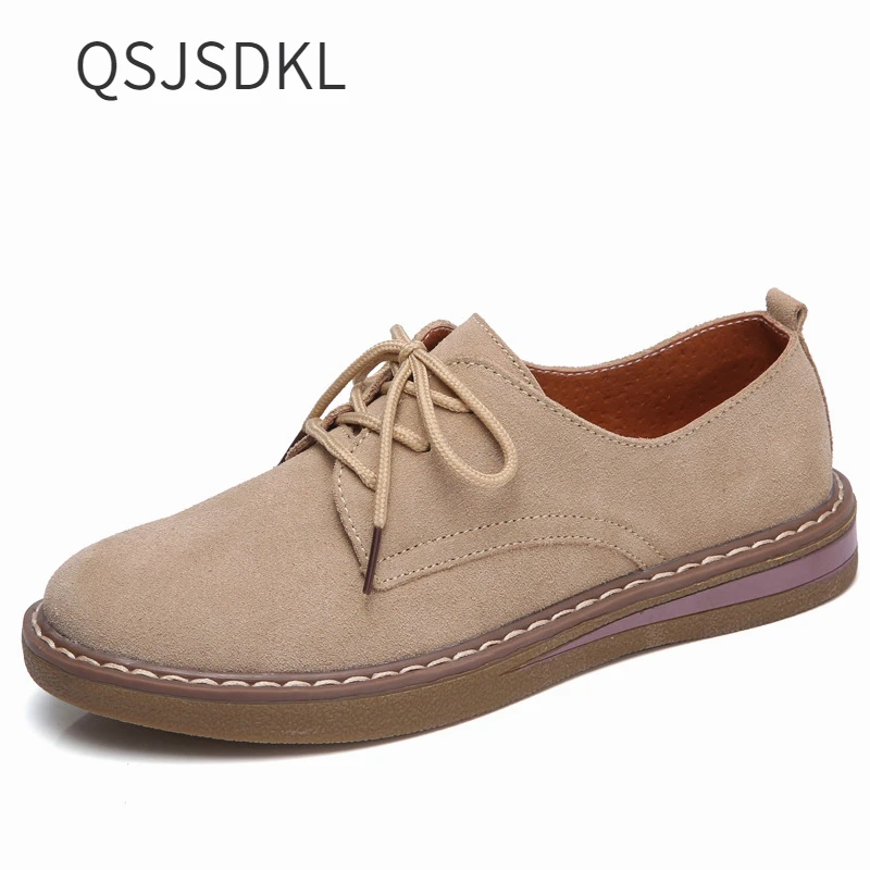 

shoes for women women's spring and autumn vintage suede flat heels leather lace-up shoes low-top flat oxfords zapatos mujer