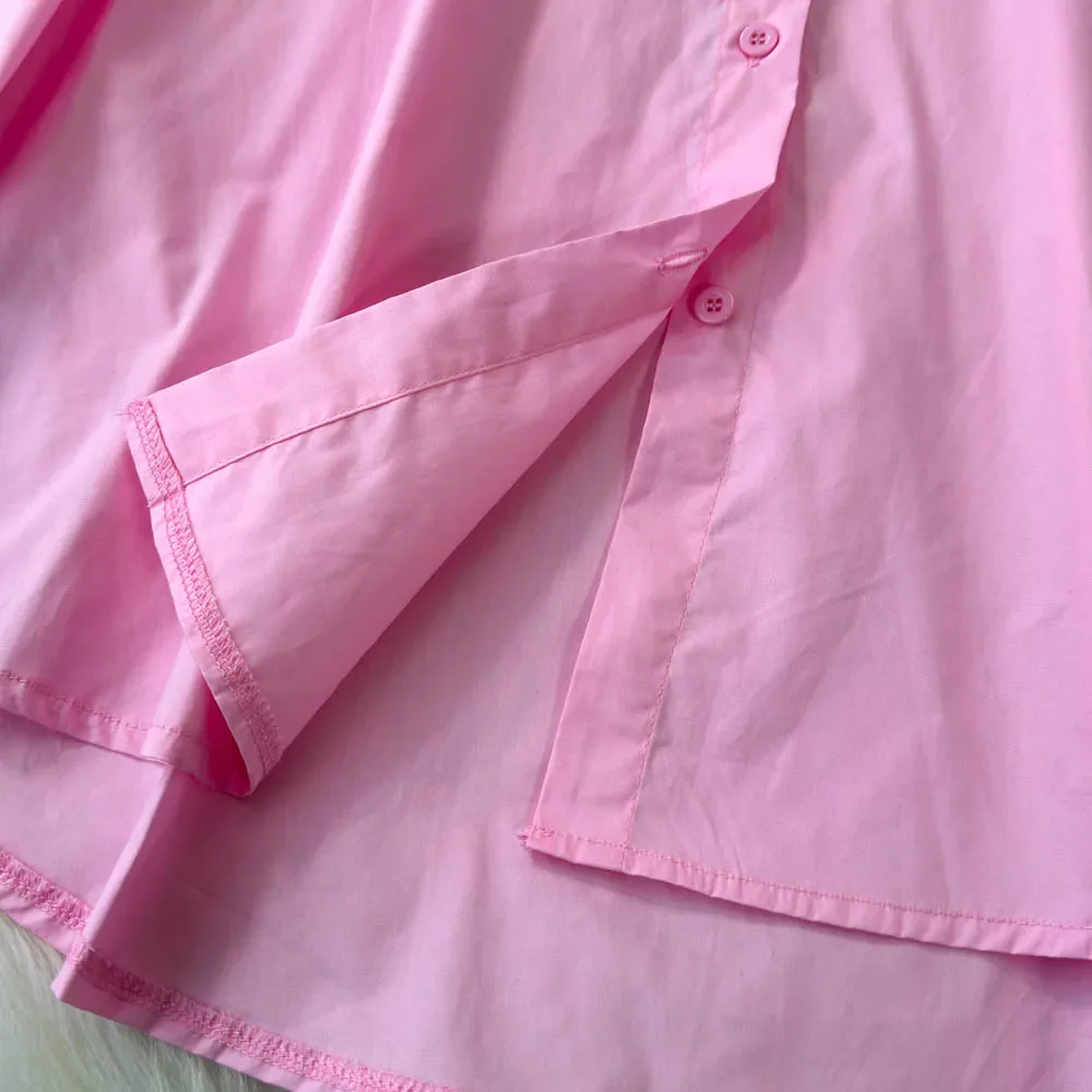 Базовые повседневные однобортные свободные топы с длинными рукавами и