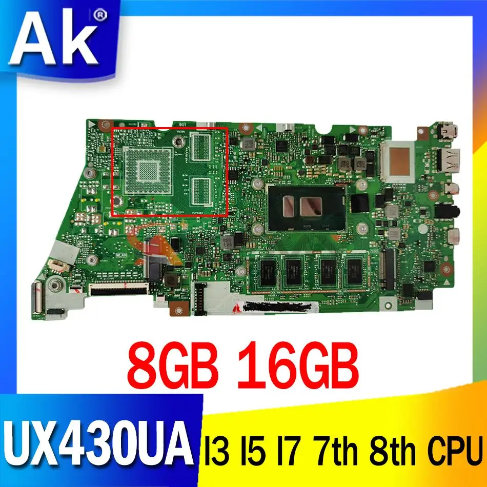 

UX430UA материнская плата для ноутбука I3 I5 I7 7-й 8-й процессор 8 ГБ 16 ГБ для ASUS UX430UNR UX430UQK UX430UQ UX430UN UX430U Материнская плата ноутбука