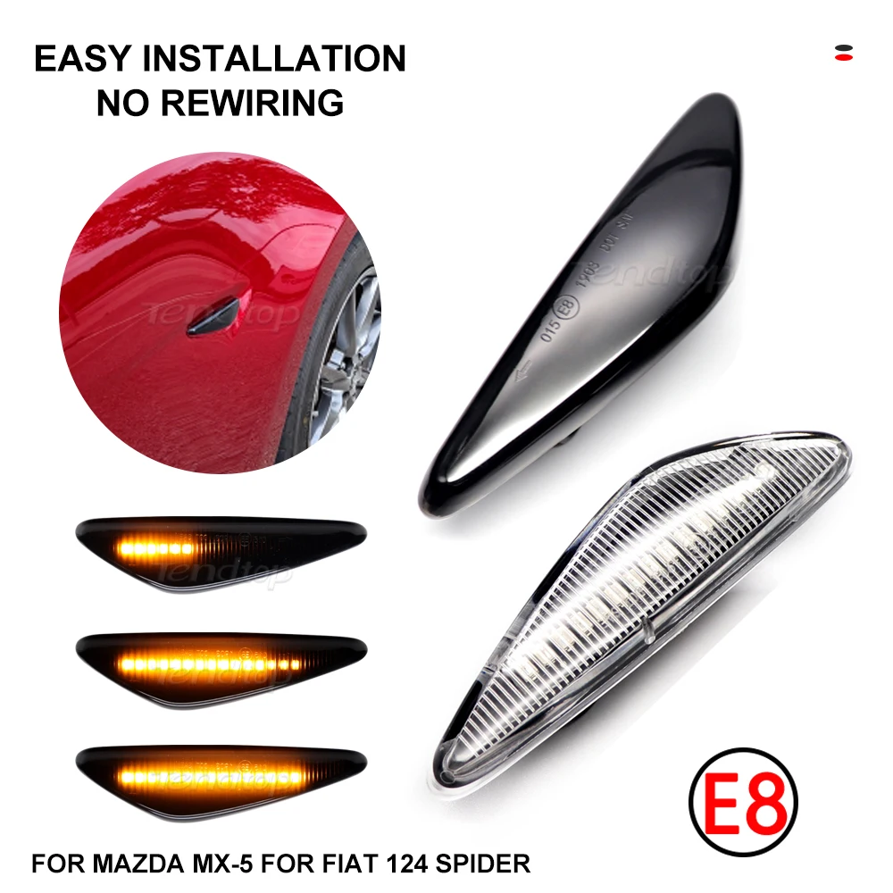 

LED Dynamic Turn Signal Side Marker Light Sequential Blinker Light For Mazda 5 CW 6 GH MX-5 ND RX-8 For Nissan Fiat 124 Spider