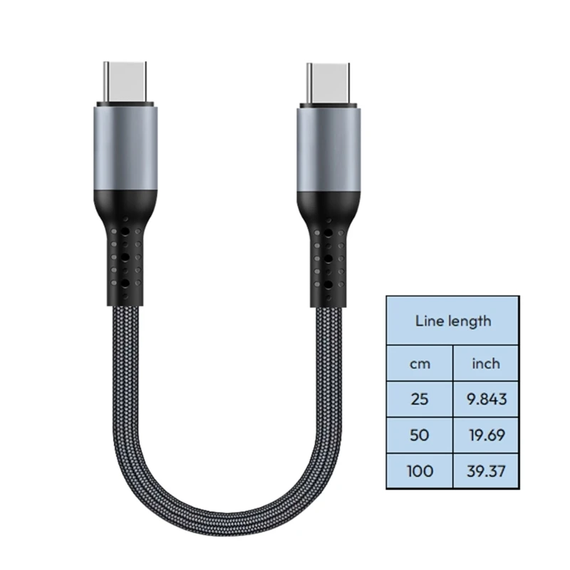 Кабель для передачи данных типа C-C 60 Вт PD60W 480 Мбит/с быстрой плоский нейлоновый