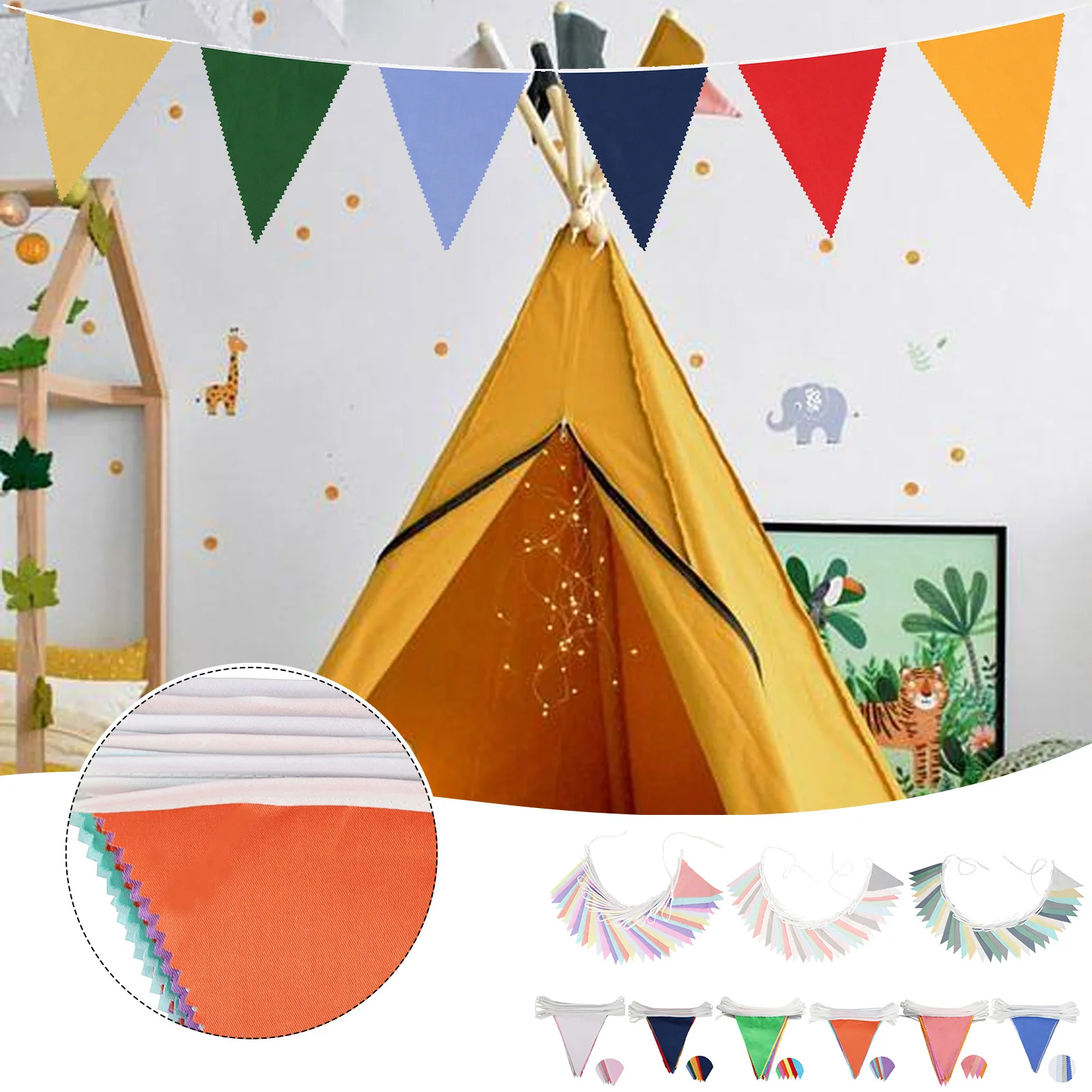 

10M/36 Flags Multicolor Bunting Banners Wedding Birthday Baby Shower Party Decoration Colored Garland Flags Colorful Pennant