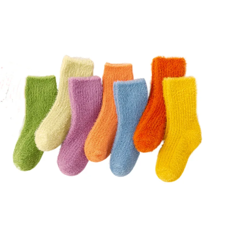 

Children Winter Socks for Boys Girls Thickening Keep Warm Kids Solid Color Plus Fleece Towel Socks Baby Sleep Socks 2-12 Years