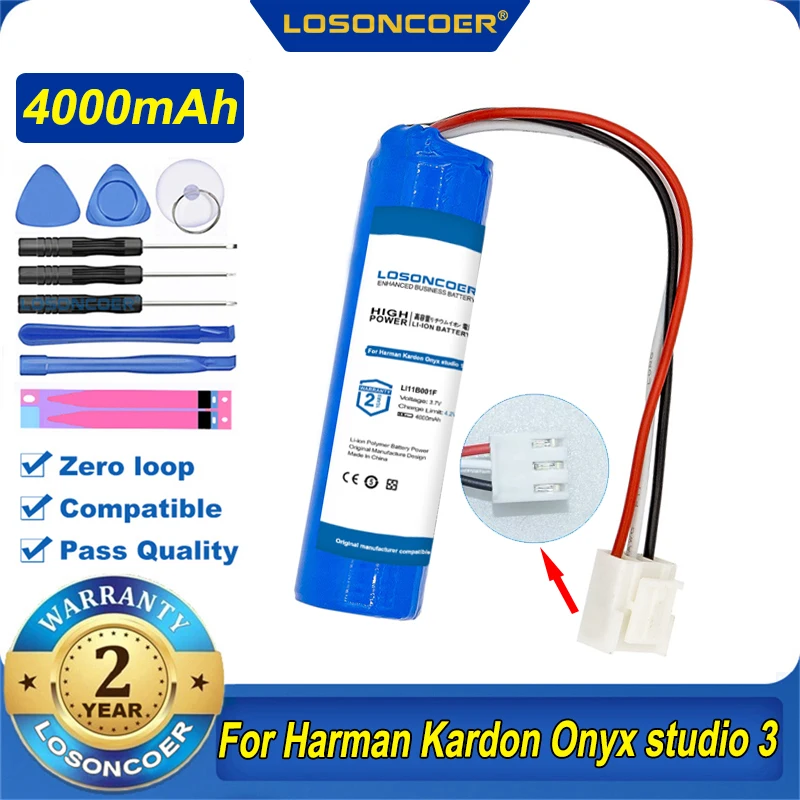 100% Оригинальный аккумулятор LOSONCOER 4000mAh LI11B001F для колонки Harman Kardon Onyx studio 1, Studio 2 и 3, громкоговоритель LC18650.