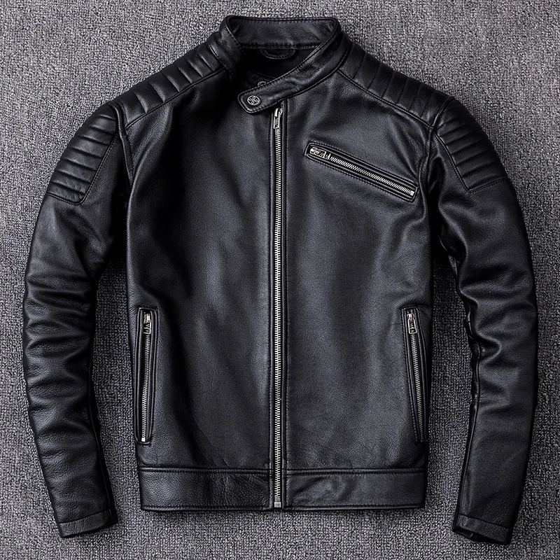 

Free shipping,Brand cowhide clothing,men's genuine leather clothes,vintage motor biker jacket.leather coat,Chaqueta de cuero