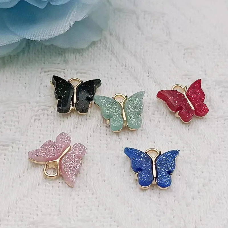 

10 шт., подвески-бабочки из смолы, 13 х1, 5 мм