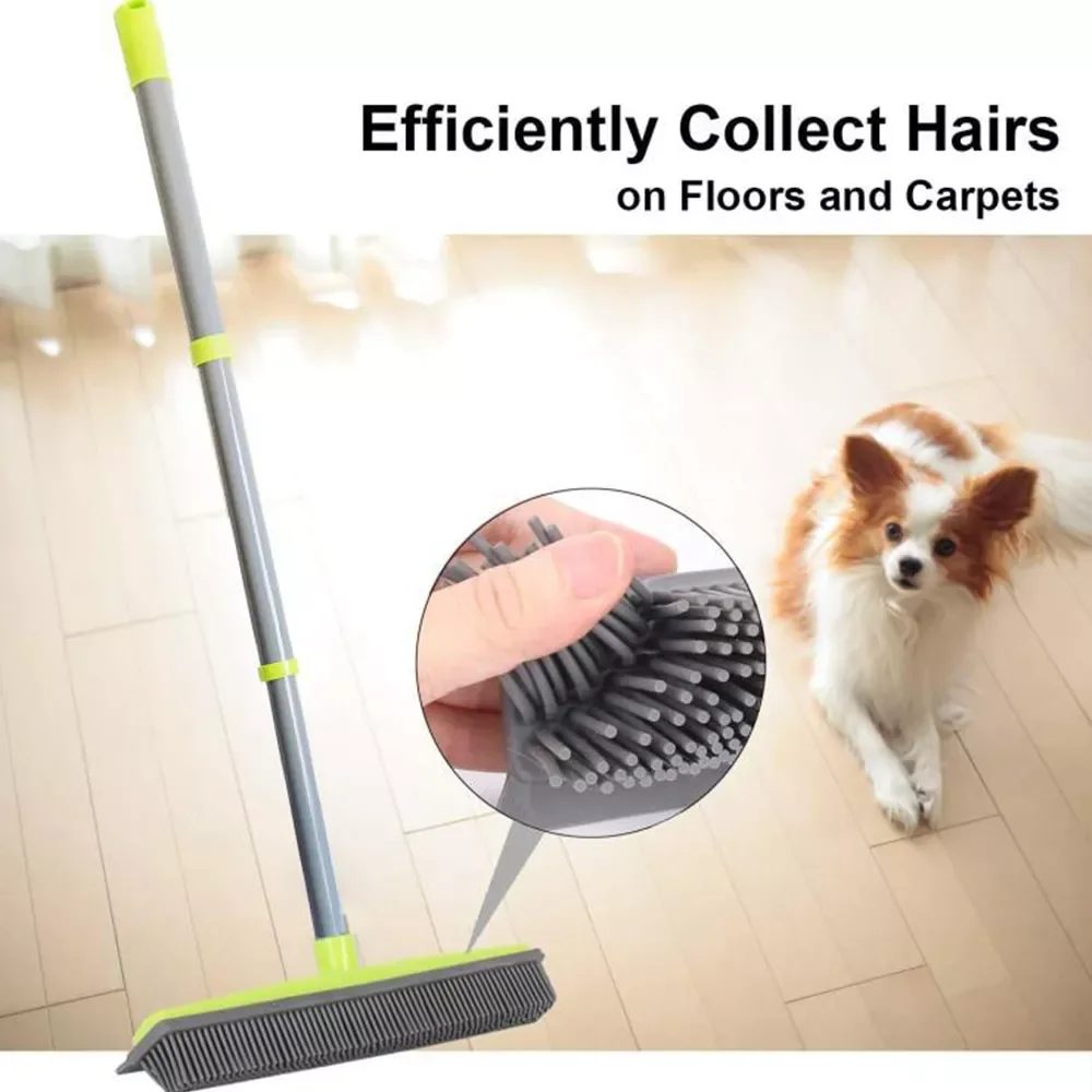 

Cleaning Floor Brush Pet Hair Removal Broom Rubber Broom Heads Telescoping Long Three Sections Handle Dropship Household Merchan