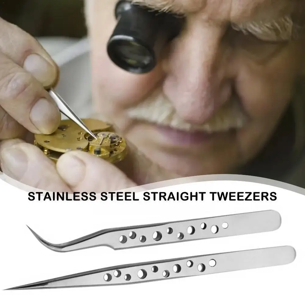 

Stainless Steel Tweezers Straight/Curved Tip Tweezers Clip Industrial Tweezers Anti-static For Electronics Soldering Hand T J1V1