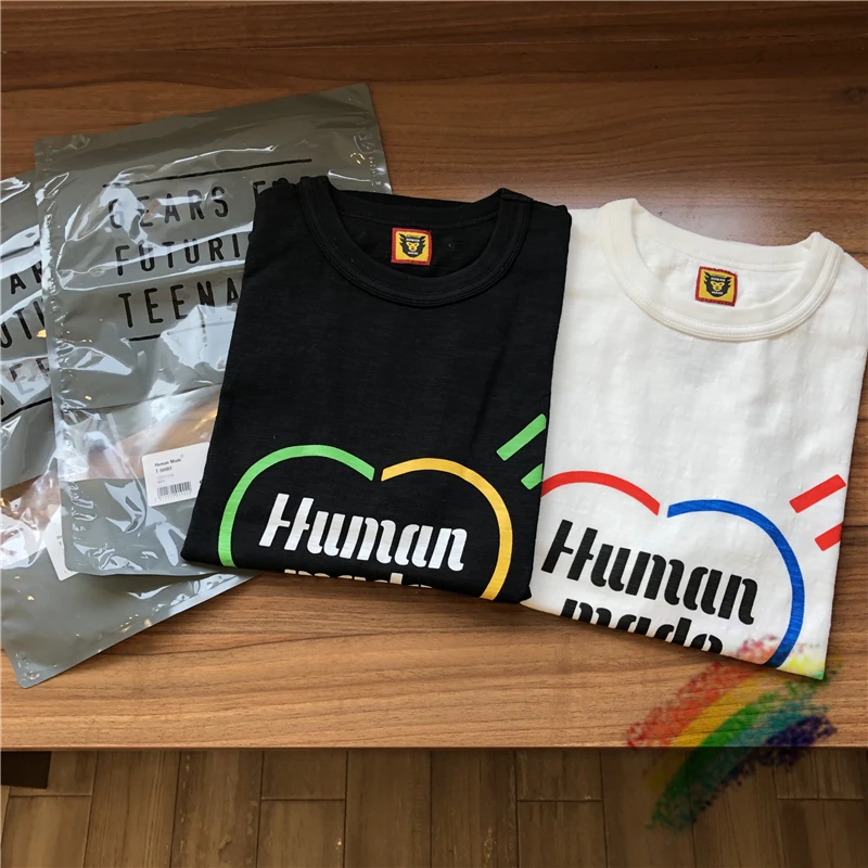 

2022ss Human Made T Shirt Men Women 1:1 Best Quality Colorful Love Letter Printing Slub Cotton T-shirt Human Made Tee Tops