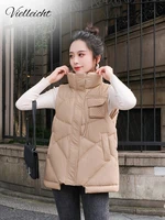 vielleicht 2022 new fashion hot winter women vest autumn stand collar cotton padded sleeveless jacket coat solid warm waistcoat