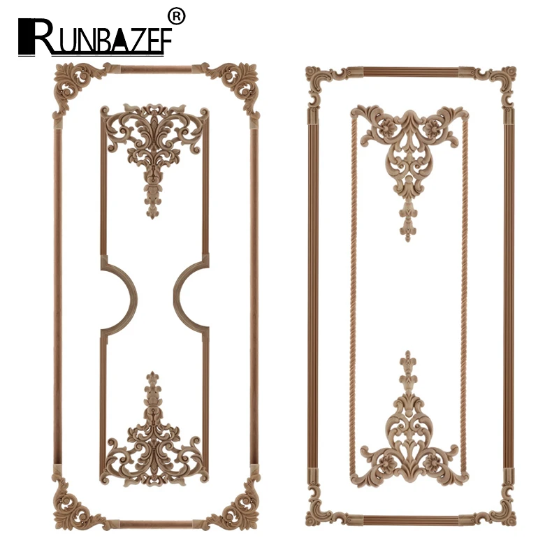 Door On The Wall Woodcarving Wood Decal Carving Lines Wood Applique Wood Rose Rubber Home Decoration Accessories Cabinet Hot Sal