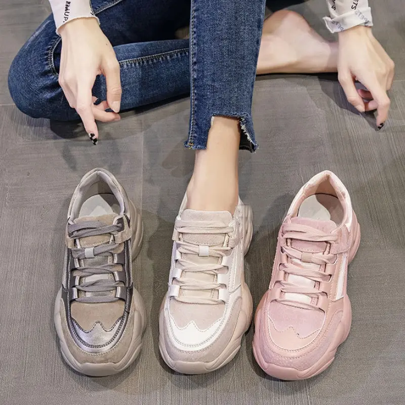 

Женские кроссовки, Новинка весна-осень 2022, корейские модные универсальные туфли в стиле Ins на шнуровке, Повседневная Женская шикарная обувь ...