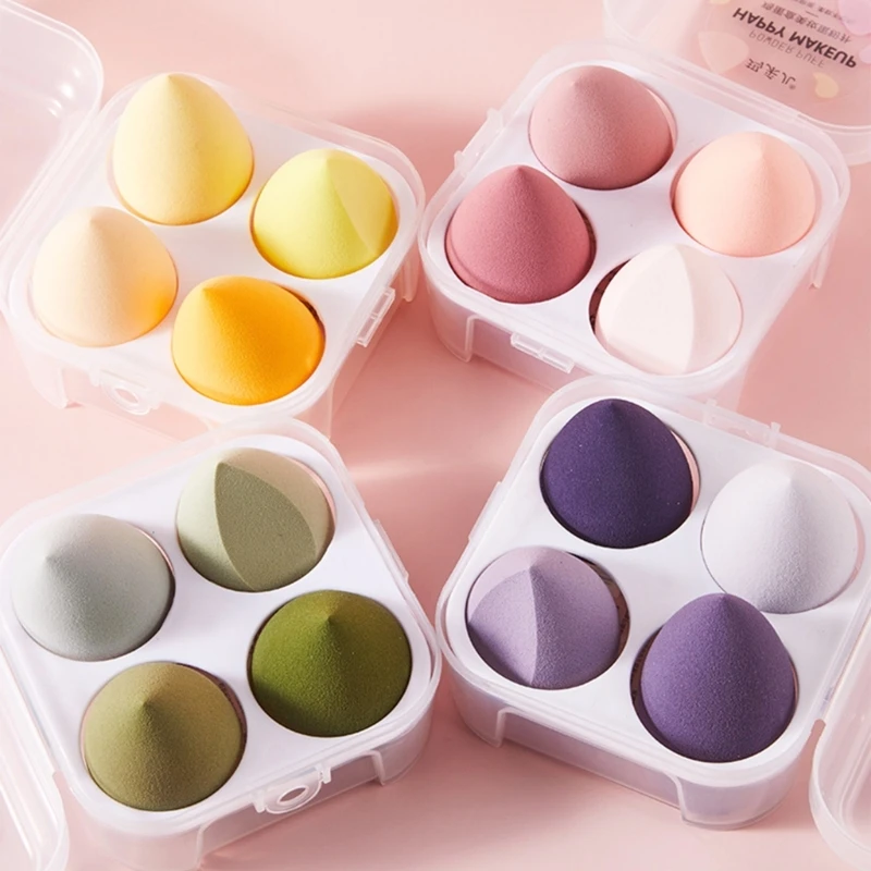 4x Makeup Sponge Set Contouring Under Eyes Face Beauty Powder Puff For Foundation Cream Concealer Make Up Blender Tools