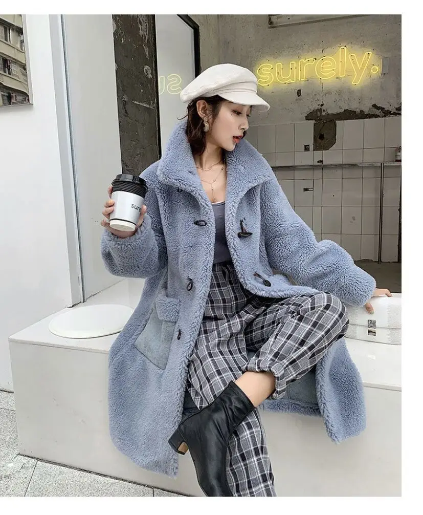 2022 Winter Warm Fur Coat Female Long Women Faux Rabbit Fur Overcoat Fluffy Furry Female Mink Jacket x-long pocket red luxury