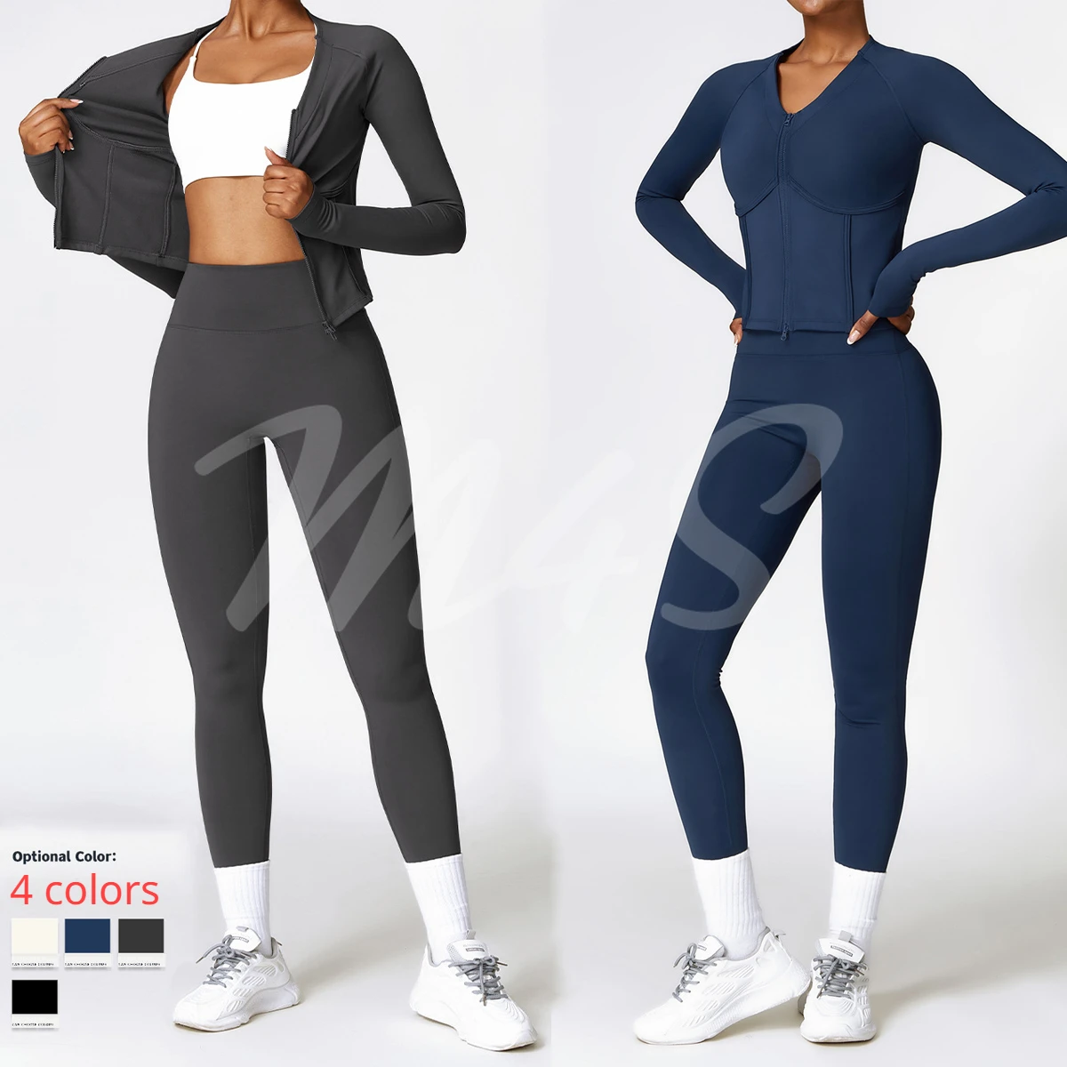 

Куртка с длинным рукавом и флисовой подкладкой, комплект для тренировок и спортзала, Женский комплект из 2 предметов для йоги, фитнеса, спорта, лайкры, спортивный костюм для активного отдыха