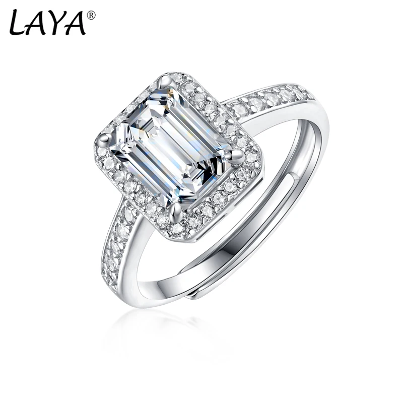 

LAYA Certified Radiant Cut Moissanite Engagement 1CT 2CT Colorless VVS Diamond Proposal Ring 925 Sterling Silver Wedding Jewelry