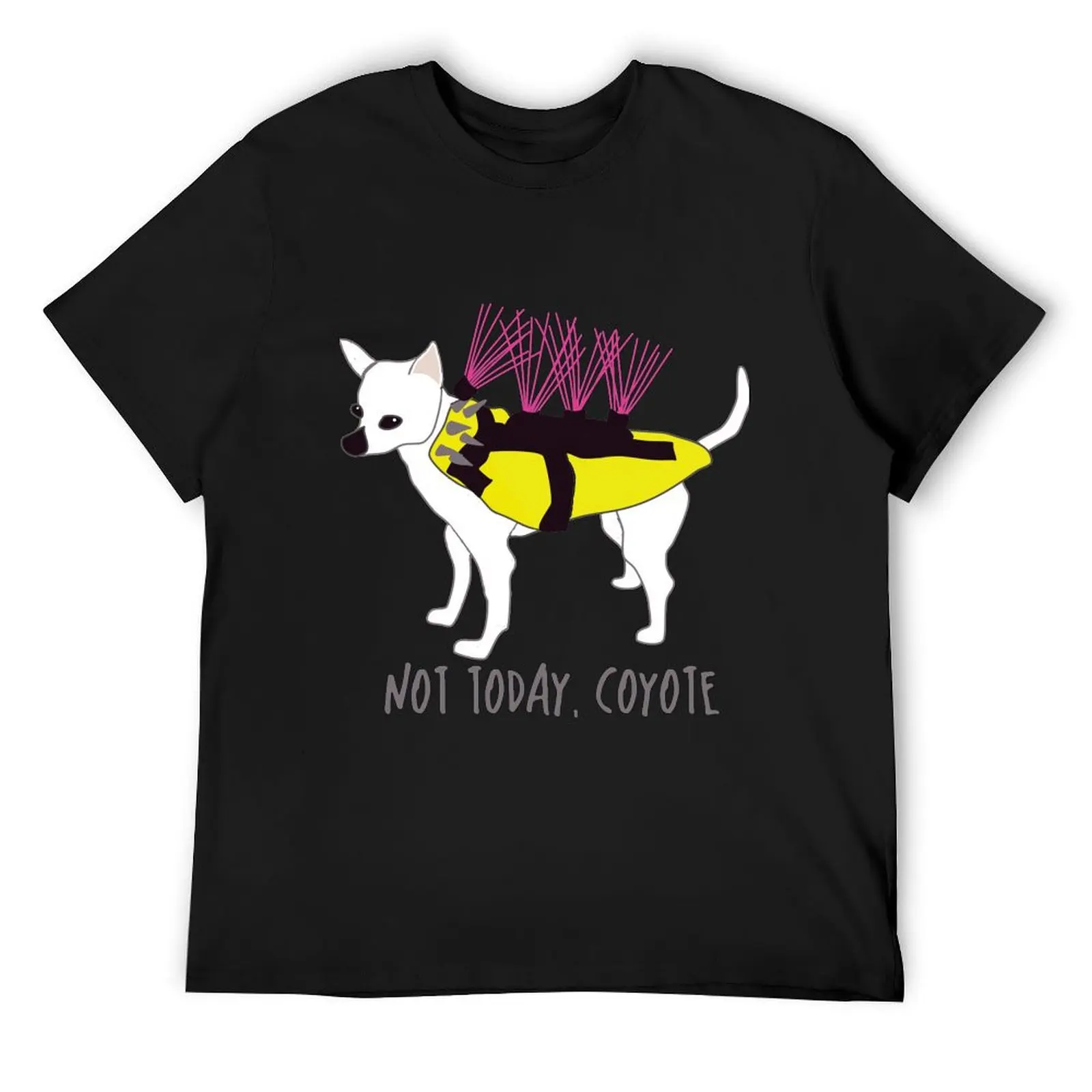 Фото Not Today, Coyote - Tough Little Chihuahua в куртке с шипами, футболка для мальчиков, белая быстросохнущая хлопковая футболка для мужчин №1