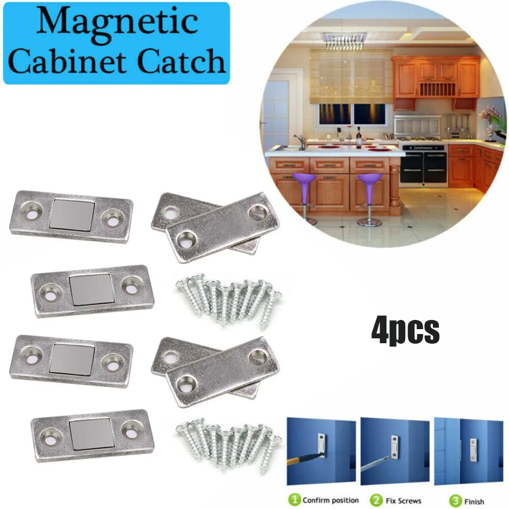 

8Pcs Strong Magnetic Catch Latch Ultra Thin Door Cabinet Cupboard Closer Furniture Hardware Cabinet Catches With Screws