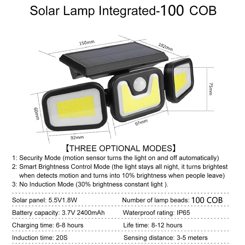 Светодиодная лампа на солнечной батарее IP65 водонепроницаемый уличный