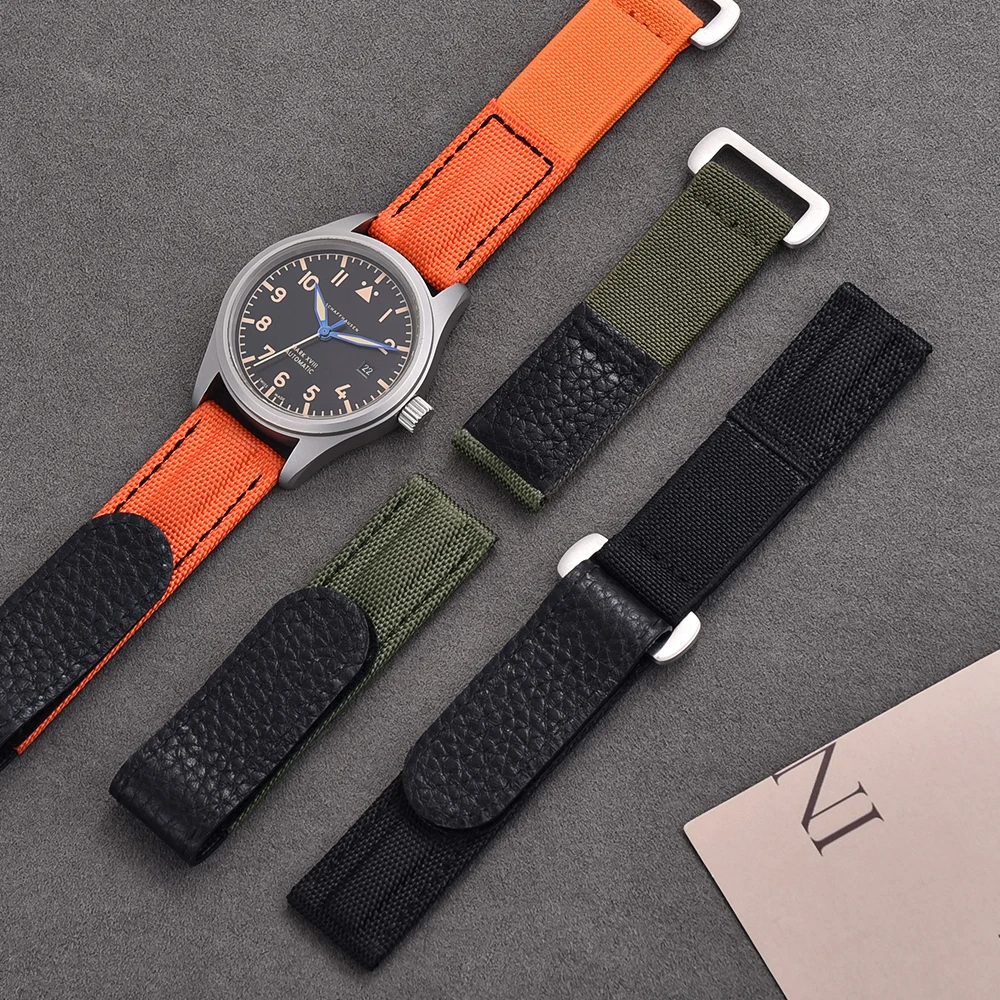 Нейлоновый ремешок 20 мм для Seiko для Tudor, ремешок для часов с застежкой-липучкой, мужской холщовый браслет в стиле милитари для Omega, кожаный ремешок (art.: 3920d08758cd1) - 3920d08758cd1
