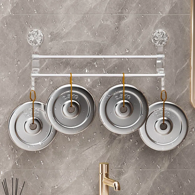 Роскошная стойка для ванной комнаты с двумя всасывающими стержнями хранения без