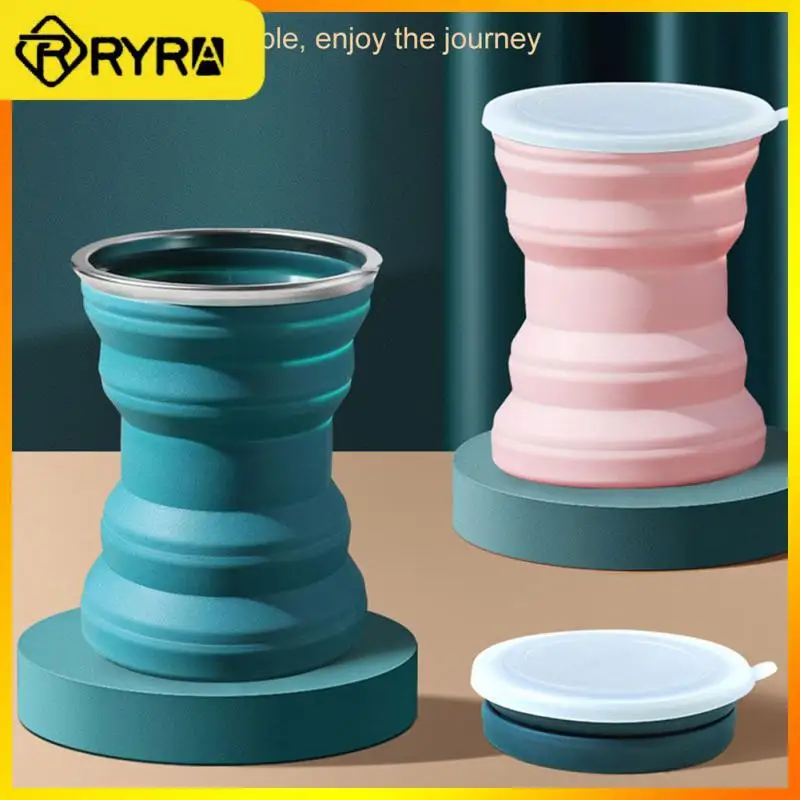 

320ml Silicone Foldable Cup High Temperature Silicone Drink Water Copa Portable With Lid Drinkware For Travel Camping Outdoor