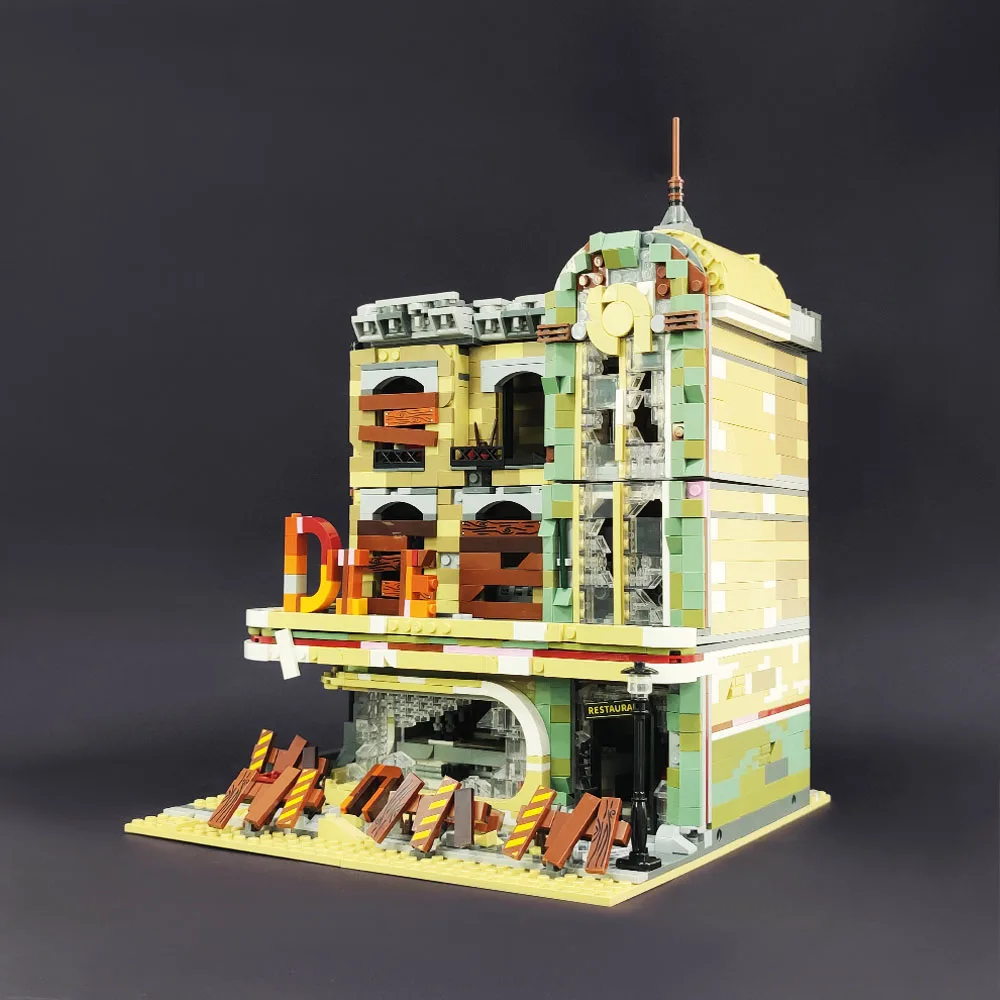 JIESTAR 89101 креативный эксперт уличный вид Думсдэй Ресторан кубики Moc модульный дом