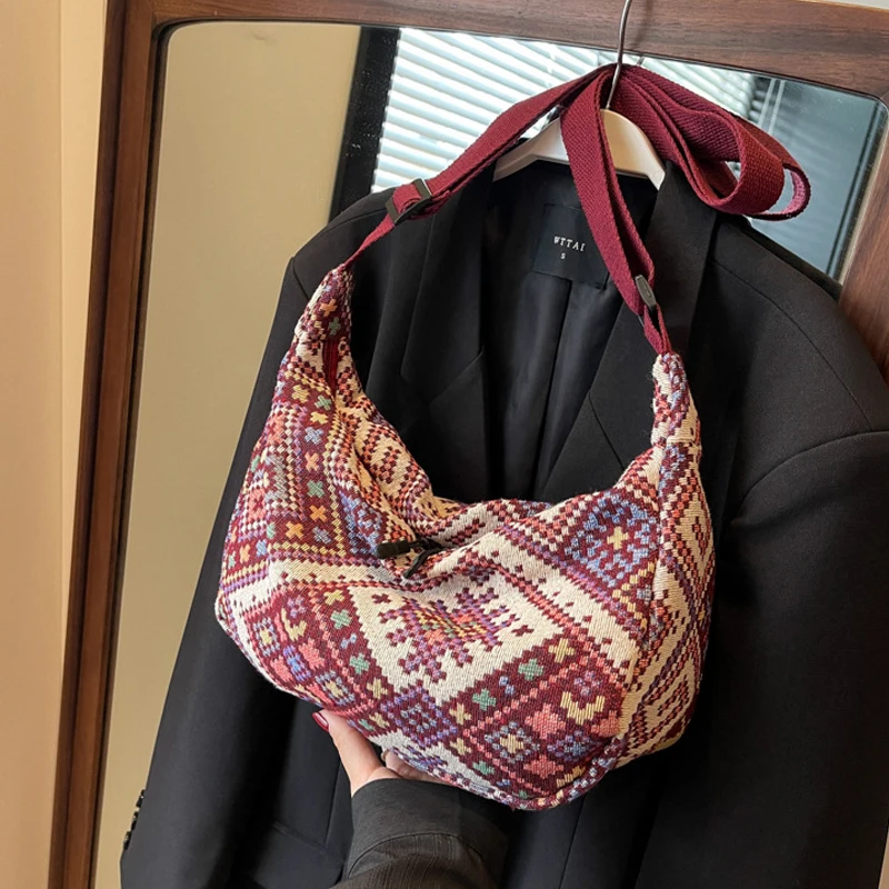 ISKYBOB Винтажная женская сумка на плечо трендовая ткань с принтом сумки-бродяги